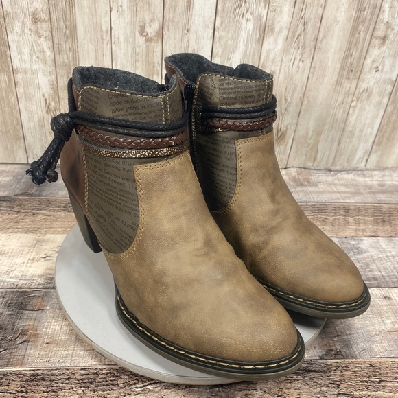 Rieker Lilyish Women’s Brown Vegan Leather Ankle Booties EU 42 US 9.5/10 - Picture 1 of 16